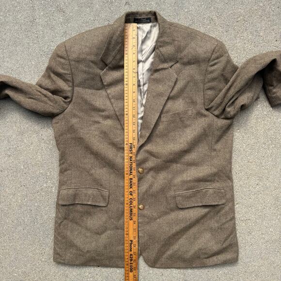 Vintage L.L. Bean Brown Herringbone Sport Coat Blazer Wool Cashmere 46R - Picture 11 of 13
